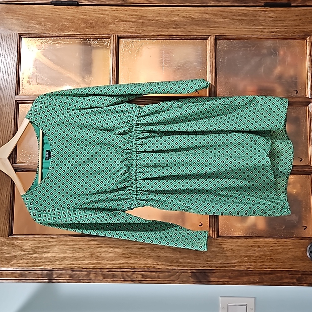 J. Crew Green Patterned Mini Dress Size 6
